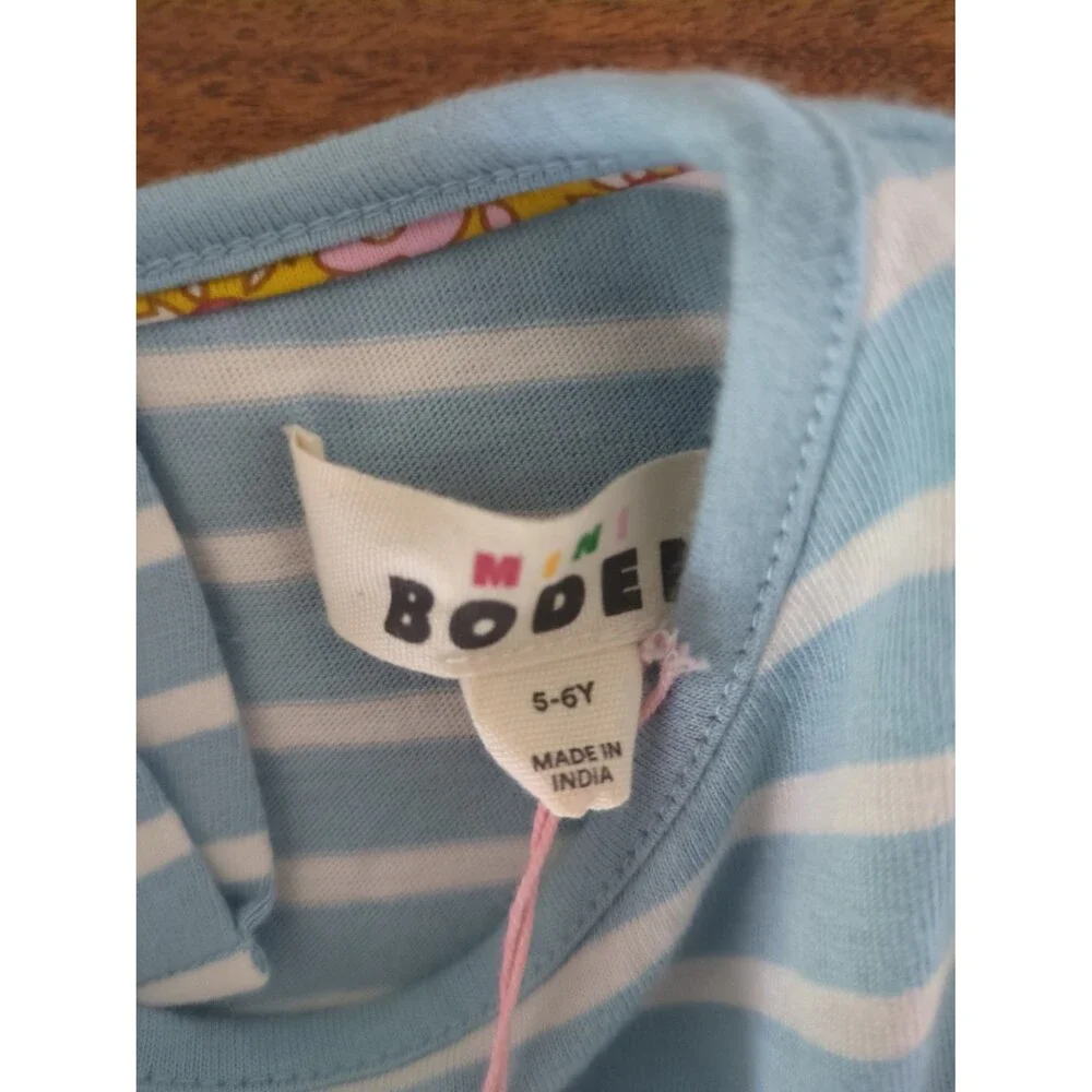Mini Boden Girls Appliqué Long Sleeve Dress Chambray Blue Horses size 5/6 NWT